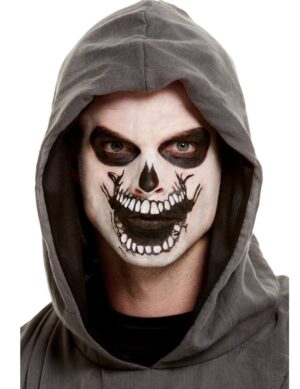 Skelett-Make-up mit Tattoo Halloween-Schminke 4-teilig schwarz-weiss