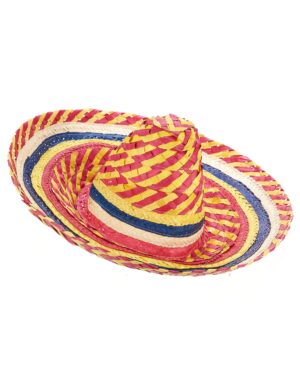 Sombrero Mexiko-Strohhut gelb-rot-blau