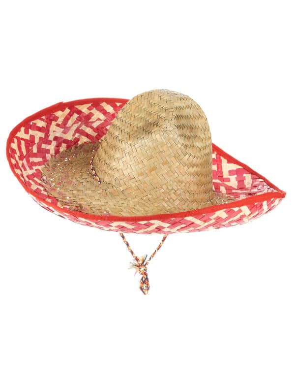 Sombrero Mexiko-Strohhut rot-beige