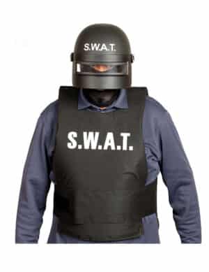 Spezialeinheit-Helm SWAT Faschingsaccessoire schwarz-weiss