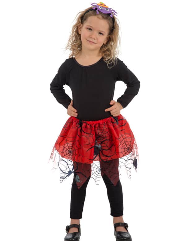 Spinnen-Petticoat für Kinder Halloween-Accessoire rot-schwarz