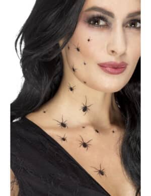 Spinnen-Tattoos Halloween-Makeup schwarz