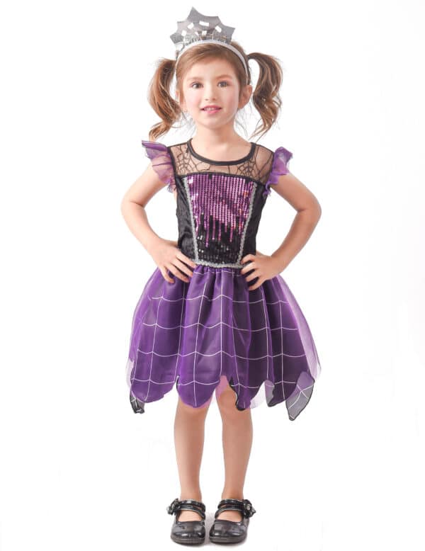 Spinnenhexen-Kostüm für Kleinkinder Halloween-Kostüm violett-schwarz