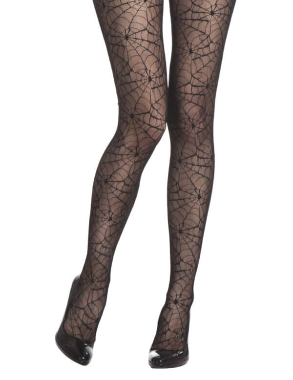 Spinnennetz Halloween-Strumpfhose Gothic schwarz