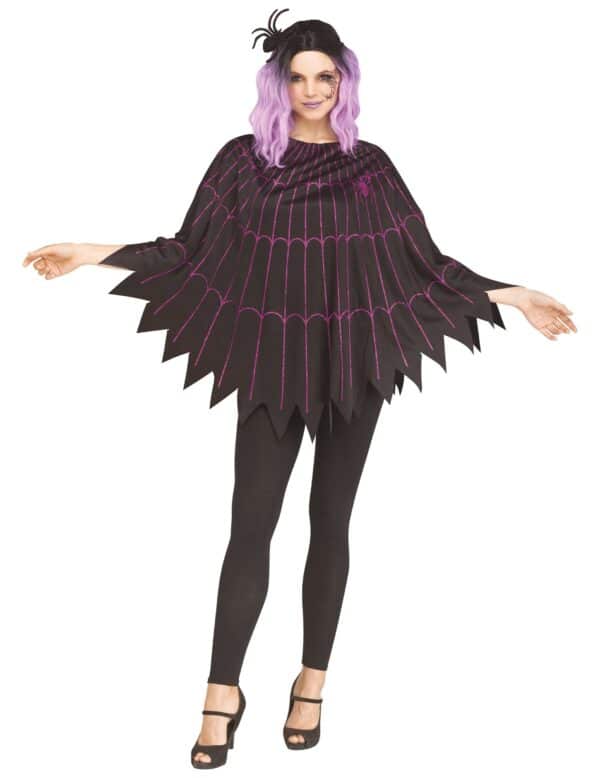 Spinnennetz-Poncho für Damen Halloween-Kostüm schwarz-violett