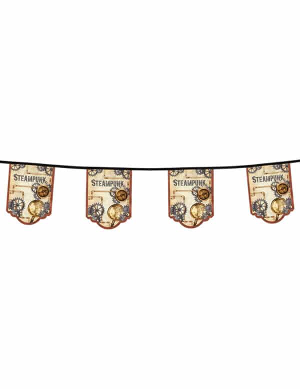 Steampunk-Wimpelgirlande Partydeko 11 Wimpel bunt 4 m