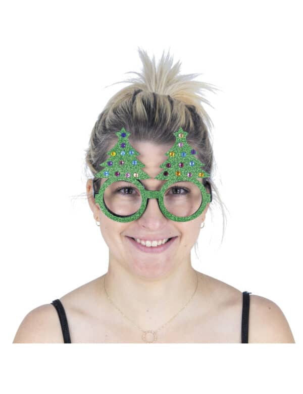 Stimmungsvolle Weihnachtsbaum-Brille für Erwachsene bunt