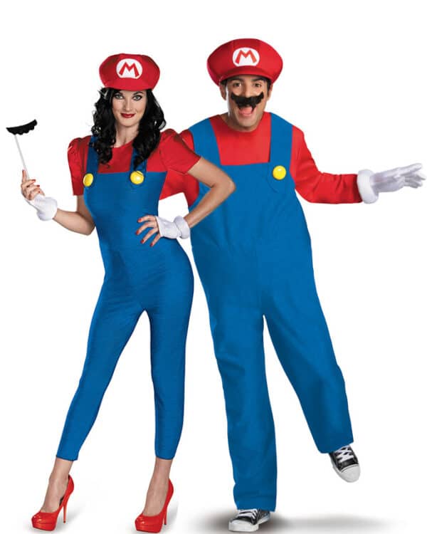 Super Mario Paarkostüm für Erwachsene blau-rot