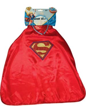 Supergirl-Umhang und Haarreif für Mädchen Accessoire-Set Super Hero Girls rot-blau