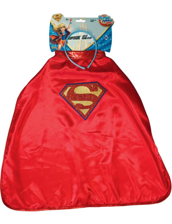 Supergirl-Umhang und Haarreif für Mädchen Accessoire-Set Super Hero Girls rot-blau