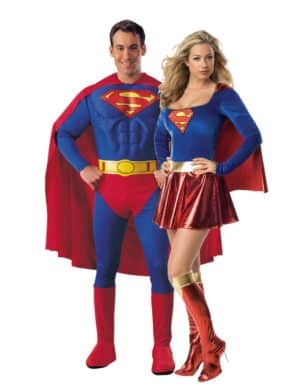 Supergirl und Superman - Paarkostüm für Erwachsene rot-blau