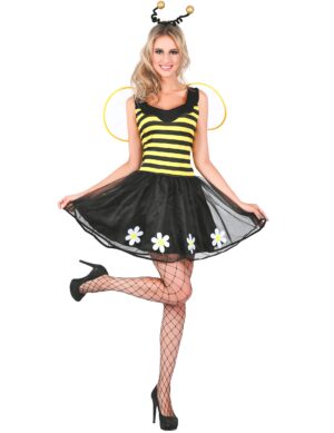 Süsses Bienen-Kleid Bienen-Kostüm für Damen schwarz-gelb