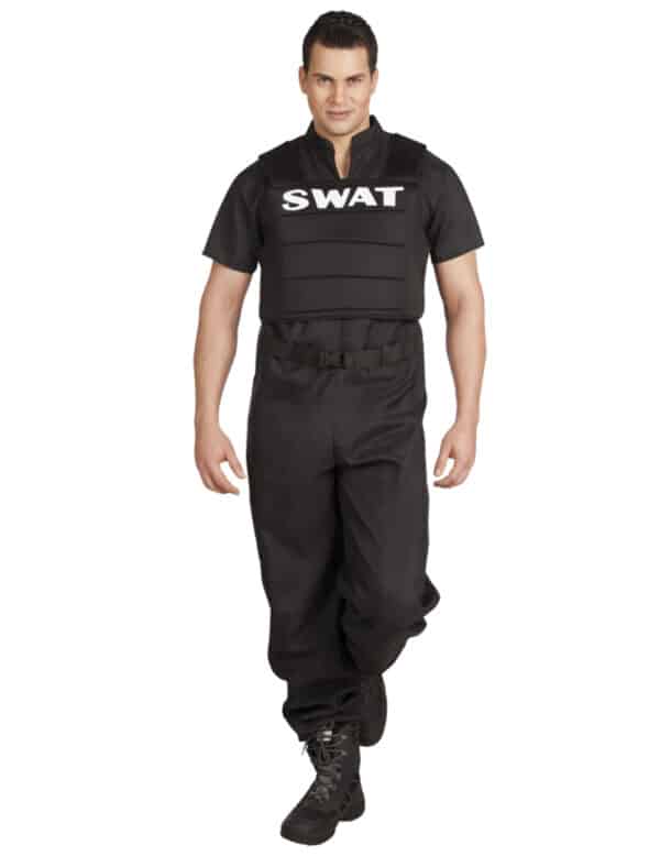 SWAT-Kostüm Polizei-Herrenkostüm schwarz-weiss