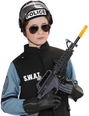 Swat Polizisten Helm für Kinder schwarz-weiss