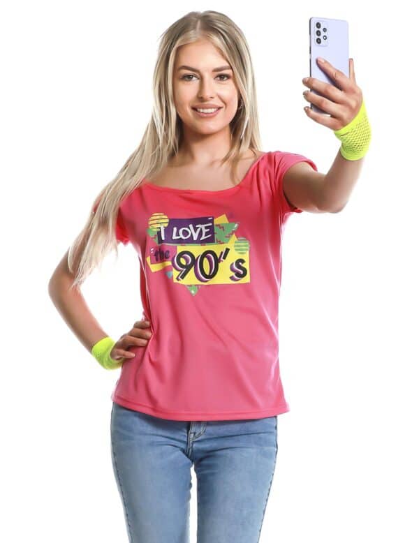 T-Shirt I love the 90's für Damen pink