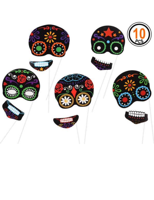 Tag der Toten Fotozubehör-Set Sugar Skulls 10-teilig bunt