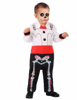 Tag der Toten-Kostüm für Babys Halloweenkostüm schwarz-weiss-rot