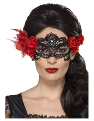 Tag der Toten-Maske venezianische Maske Halloween schwarz-rot