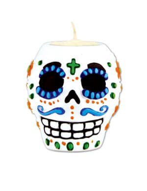 Tag der Toten Sugar Skull Teelichthalter bunt