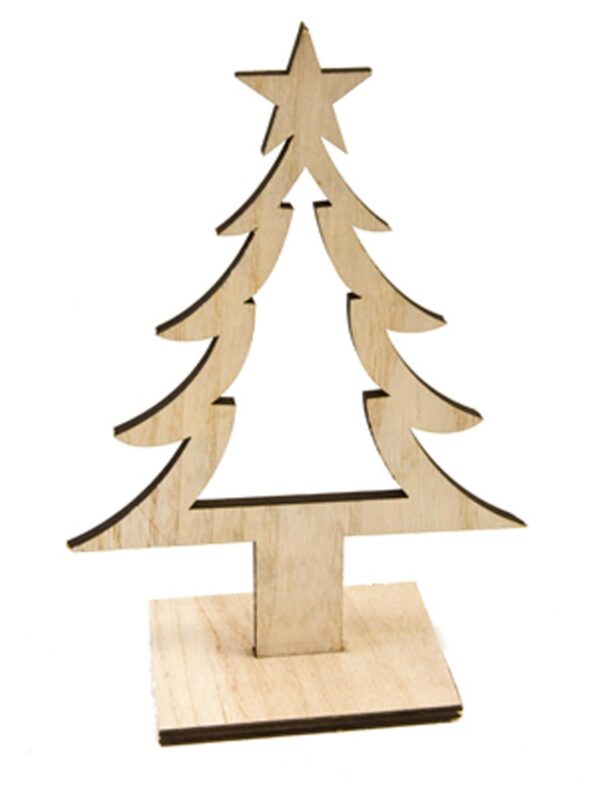 Tannenbaum-Dekoration aus Holz Weihnachtsdeko-Figur braun 25 cm