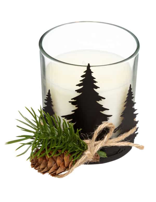 Tannenbaum-Kerzenhalter mit Kerze Weihnachts-Deko transparent-grün-braun 140 g