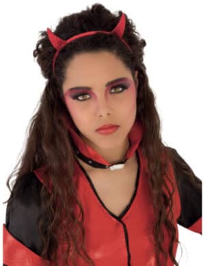 Teufel-Haarreif für Mädchen mit Pailletten Halloween-Accessoire rot