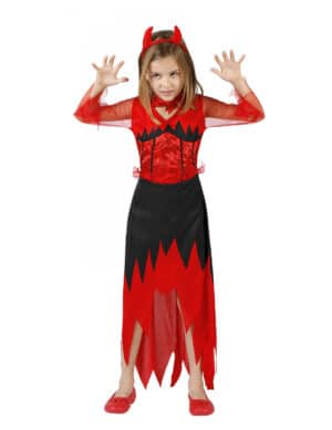 Teufelin Kinder-Kostüm Halloween rot-schwarz