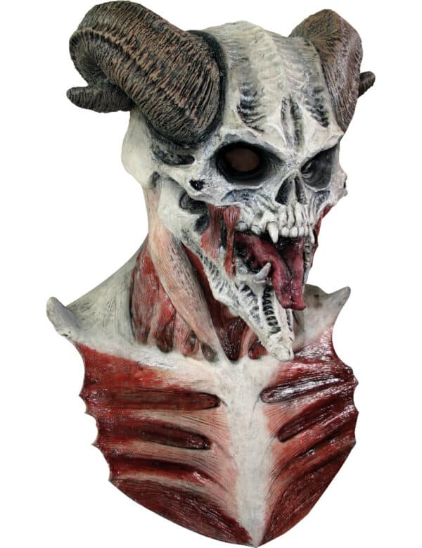 Teuflische Skelett Halloween Maske weiss-braun-rot