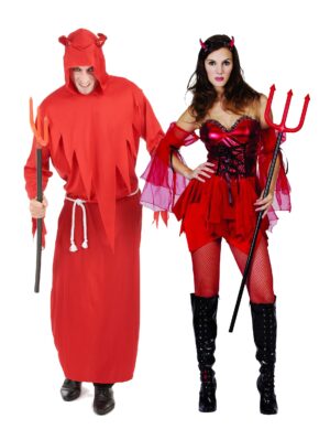 Teuflisches Halloween-Paarkostüm rot