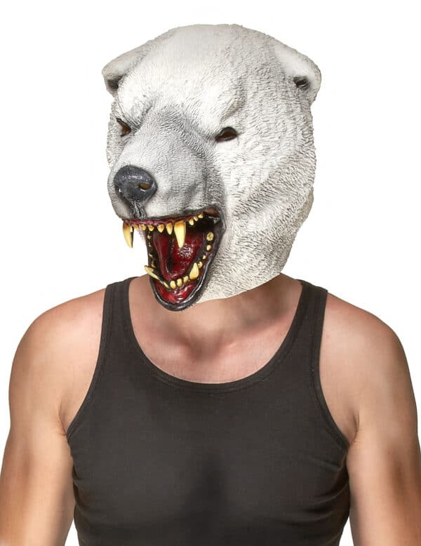 Tiermaske Eisbär aus Latex weiss-grau