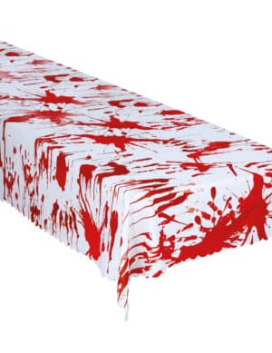 Tischdecke Halloweendeko Tischdeko 177 x 134 cm weiß-rot