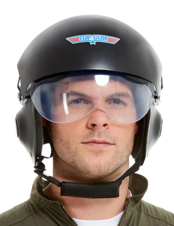 Top Gun-Helm Deluxe-Accessoire Faschingszubehör schwarz