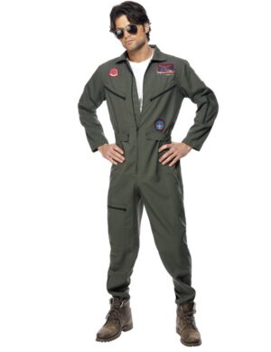 Top Gun-Kostüm für Herren Jetpilot Kostüm Karneval khaki