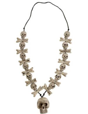 Totenkopf-Kette Halloween-Accessoire weiss 70cm