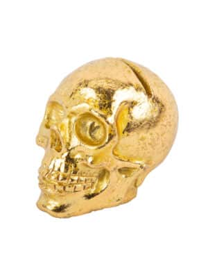 Totenkopf-Platzkarten aus Goldharz goldfarben 4 x 3