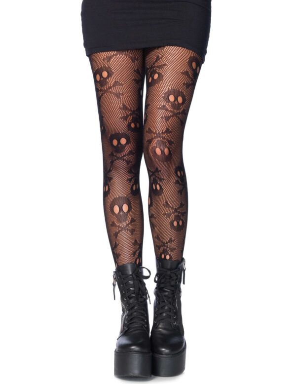 Totenkopf Strumpfhose Gothic schwarz