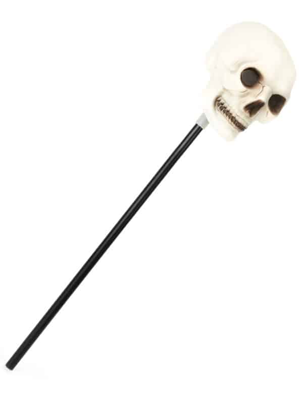 Totenkopf Zepter Halloween Kostümzubehör phosphoreszierend schwarz-weiss 60 cm lang