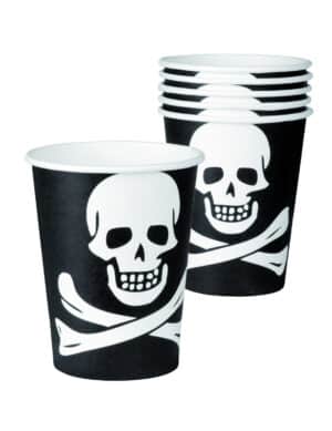 Totenkopfbecher Halloween Tischdekoration 10 Stück schwarz-weiss 210 ml