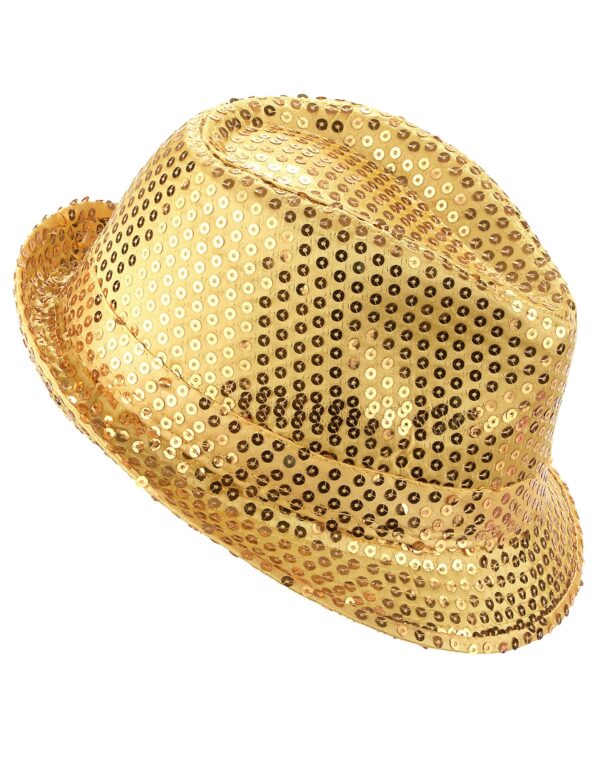 Trilby Hut Partyhut mit Pailletten gold