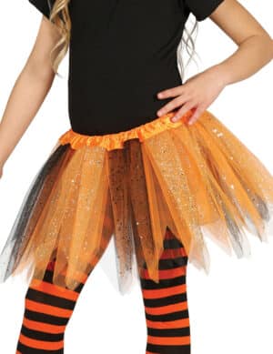 Tutu mit Glitter für Mädchen schwarz-orange