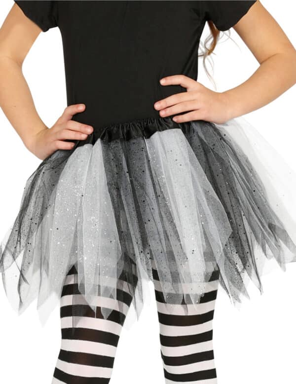 Tutu mit Pailletten für Mädchen schwarz-weiss