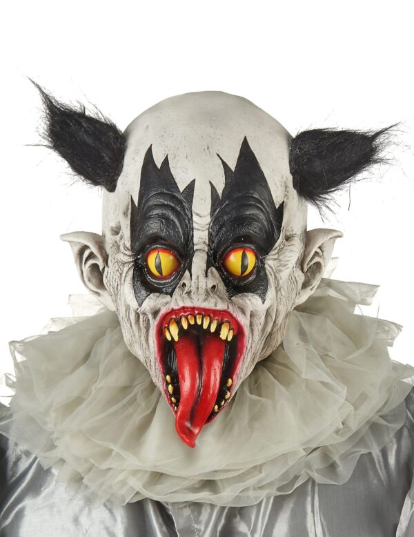 Untoter Horrorclown Halloween-Maske weiss-schwarz