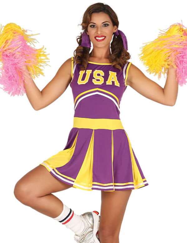 USA Cheerleader-Kleid lila-gelb