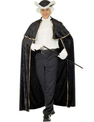 Venedig Cape Umhang mit Jabot schwarz-gold-weiss