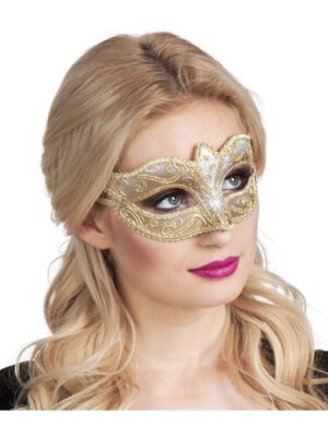 Venezianische Maske weiss-gold