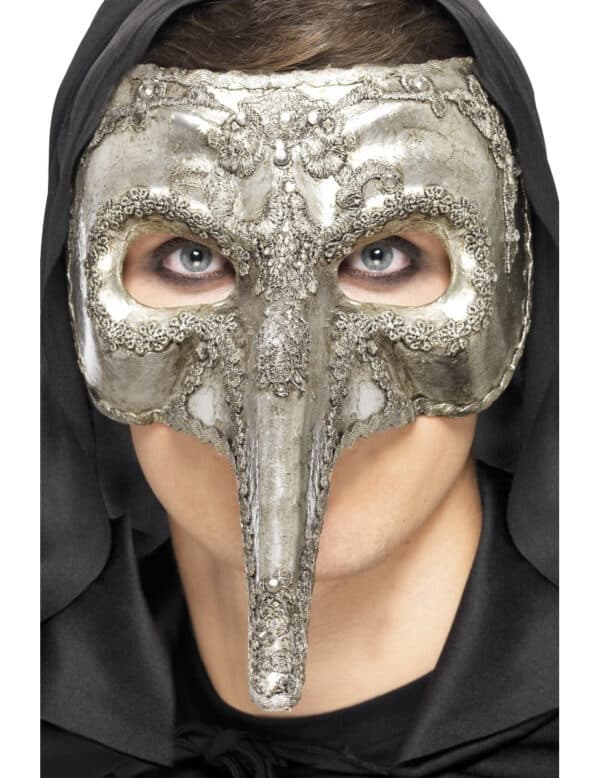 Venezianische Schnabelmaske Halloween Maske silber