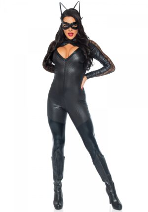 Verruchte Katze Damenkostüm Catsuit schwarz