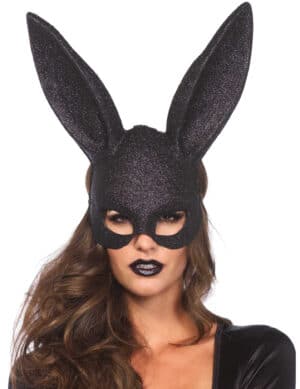 Verruchter Bunny Hasen-Maske Glitter schwarz