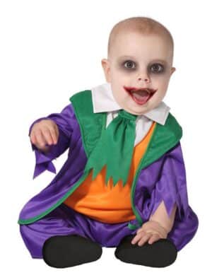 Verrücktes Clown-Kostüm für Babys Halloweenkostüm violett-grün-orange