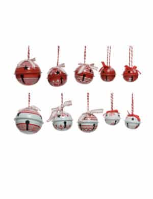 Weihnachtsglöckchen rot-weiss 14 Stück 4 bis 6 cm